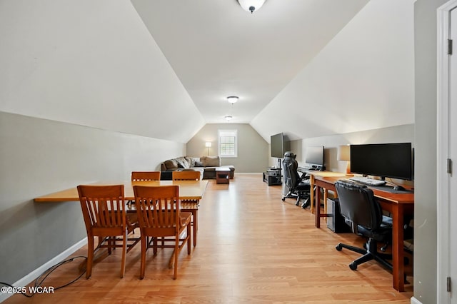1106 S Grubb Rd, Lima, OH 45806 - office area featuring light wood finished floors, lofted ceiling, and baseboards