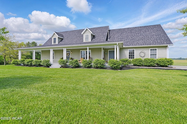 1106 S Grubb Rd, Lima, OH 45806 - view of front of home featuring a shingled roof, a front yard, and covered porch