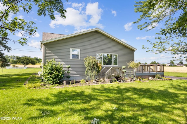 2435 Bible Rd, Lima, OH 45801 - back of house featuring a wooden deck and a yard