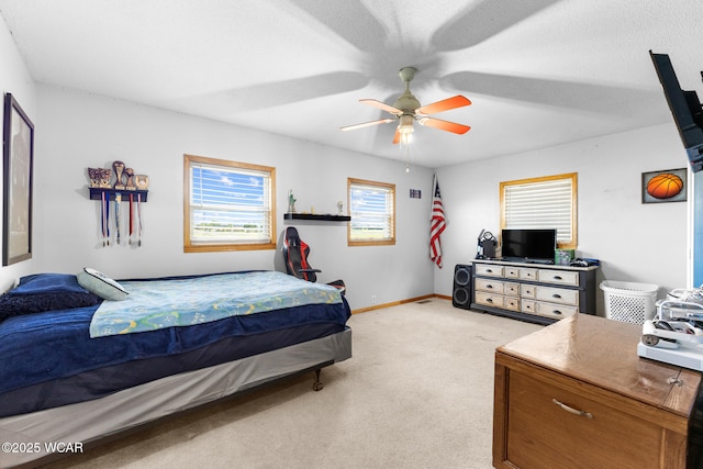 2435 Bible Rd, Lima, OH 45801 - bedroom featuring light carpet and a ceiling fan