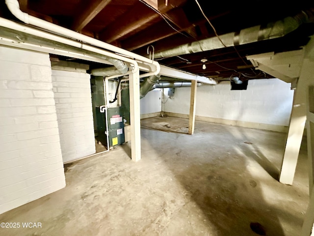 basement with heating unit