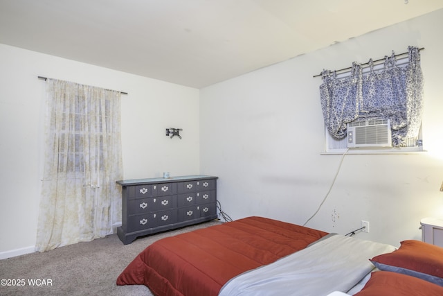 bedroom with carpet floors and cooling unit