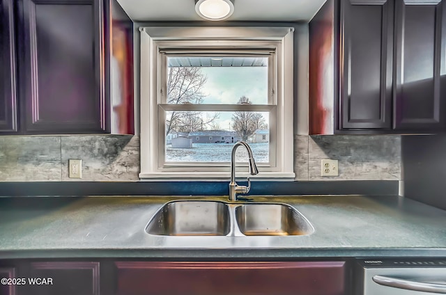 kitchen with sink, backsplash, and stainless steel dishwasher