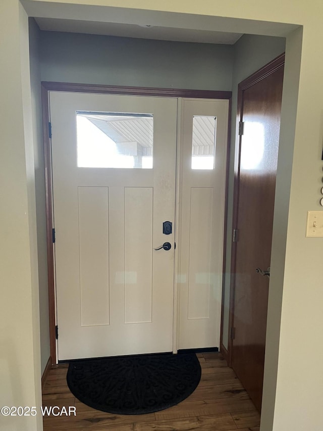 entrance foyer with dark hardwood / wood-style floors