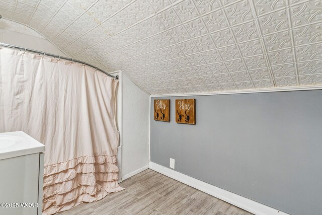 408 Vine St, Kenton, OH 43326 - unfurnished room with light wood-style flooring and vaulted ceiling