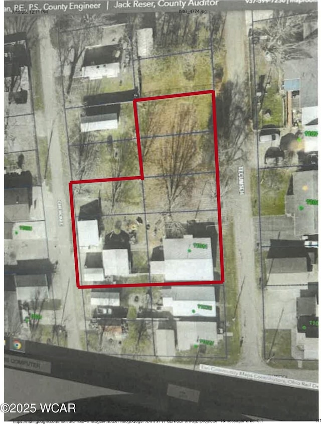 11041 Tecumseh Path, Lakeview, OH 43331 - aerial view of property's location featuring property boundaries highlighted
