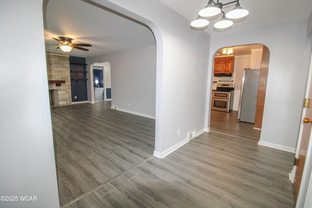 hall with hardwood / wood-style flooring