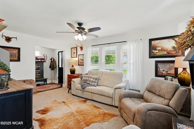 219 N Market St, Kenton, OH 43326 - carpeted living room with a ceiling fan