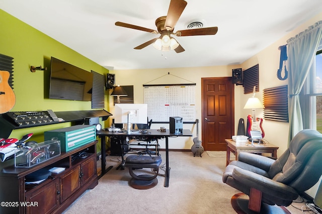 2691 Cremean Rd, Elida, OH 45807 - carpeted home office featuring visible vents and a ceiling fan