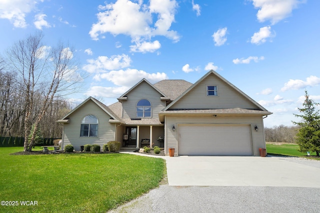 2691 Cremean Rd, Elida, OH 45807 - view of front of home with roof with shingles, concrete driveway, a garage, and a front lawn