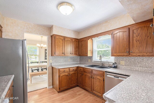 2069 High Ridge Rd, Lima, OH 45805 - kitchen with stainless steel appliances, light wood-type flooring, healthy amount of natural light, decorative backsplash, and a textured ceiling