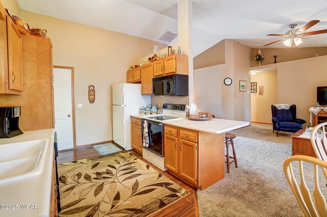 carpeted bedroom featuring crown molding, ceiling fan, and ensuite bathroom