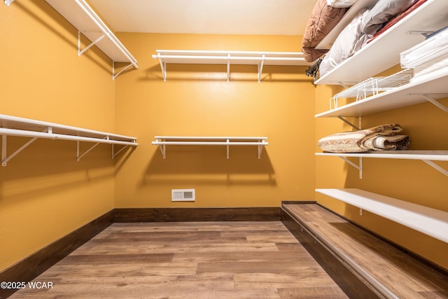 walk in closet featuring visible vents and wood finished floors