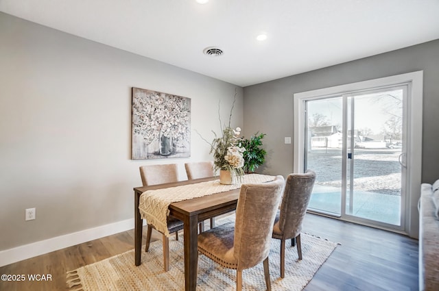 dining area featuring wood-type flooring