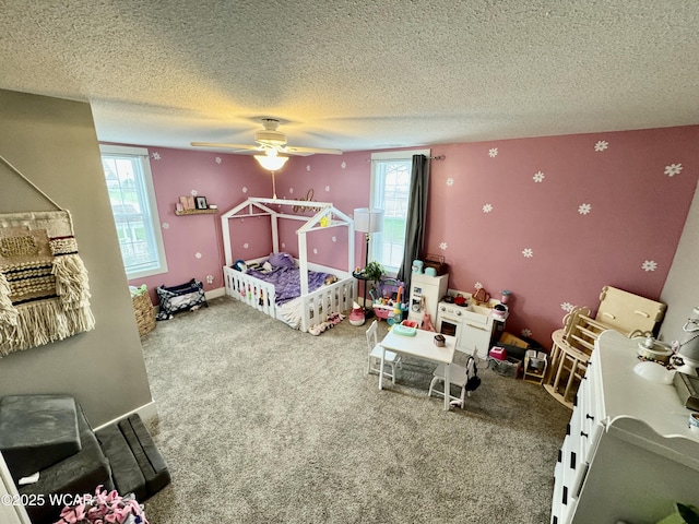 111 E Ottawa-Glandorf Rd, Ottawa, OH 45875 - bedroom featuring carpet floors, a textured ceiling, and ceiling fan