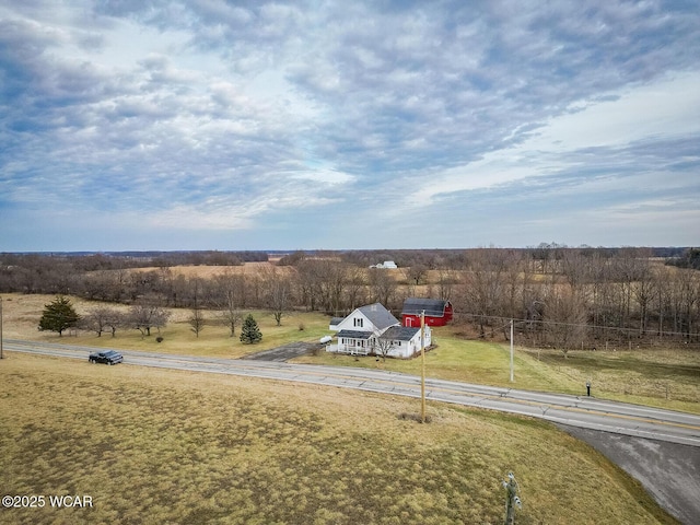 aerial view featuring a rural view