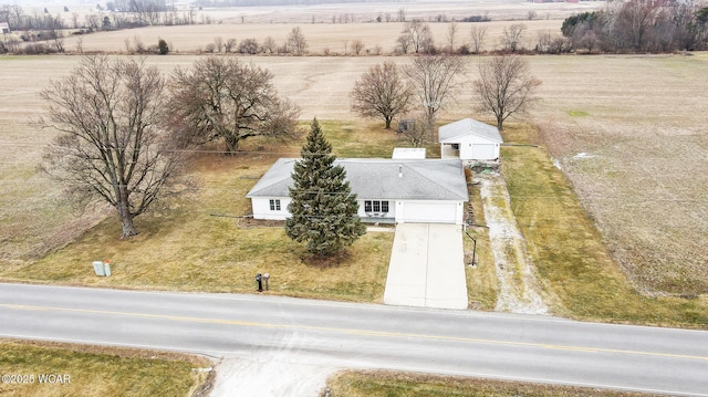 drone / aerial view with a rural view