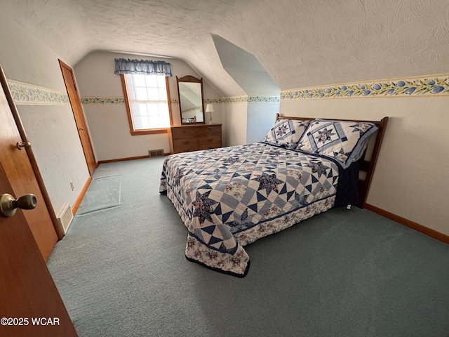 242 S Main St, Ottawa, OH 45875 - bedroom with lofted ceiling, a textured ceiling, and carpet