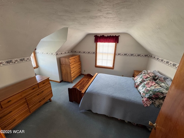 242 S Main St, Ottawa, OH 45875 - bedroom with vaulted ceiling, a textured ceiling, and carpet