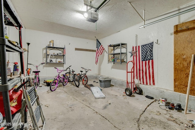 garage with a garage door opener