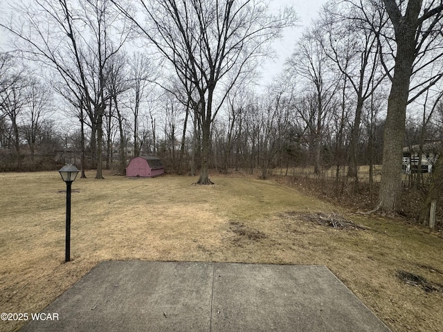 view of yard with an outdoor structure