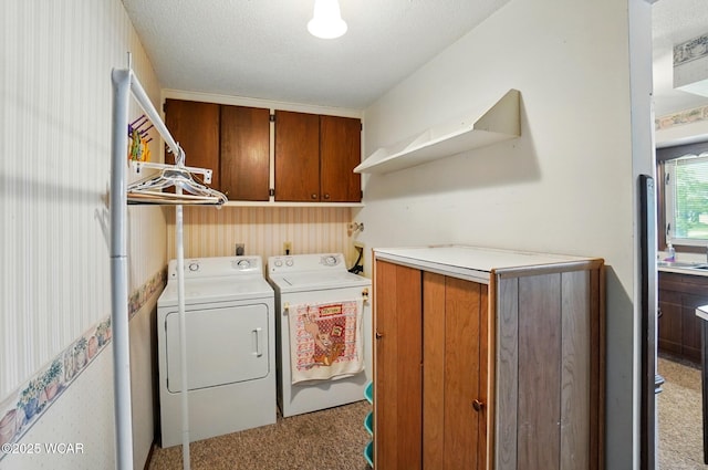 1317 Larry St, Van Wert, OH 45891 - washroom featuring cabinet space, washer and clothes dryer, and light carpet