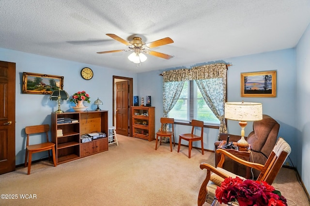 1317 Larry St, Van Wert, OH 45891 - sitting room featuring carpet floors, ceiling fan, and a textured ceiling