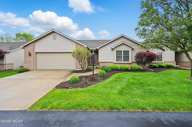 295 Brookview Ct, Lima, OH 45801 - single story home featuring a garage, brick siding, driveway, and a front lawn