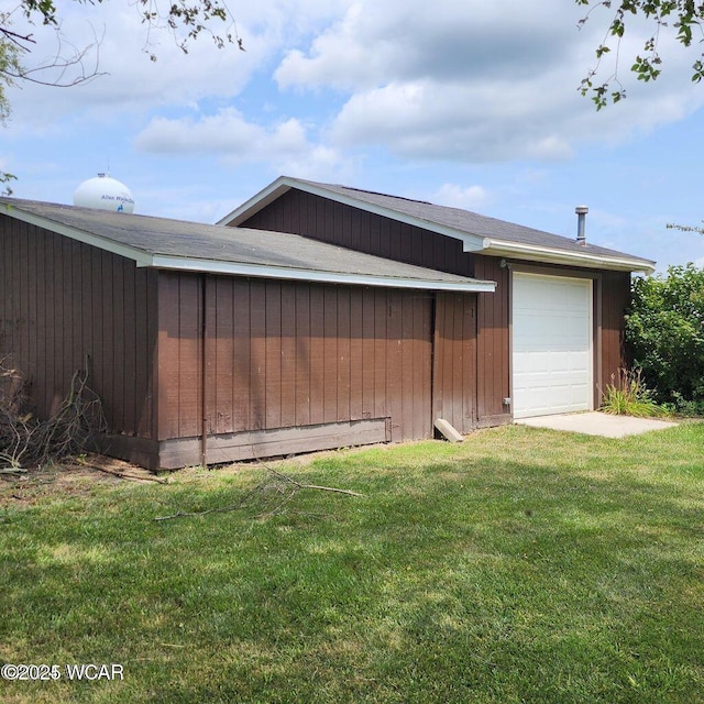 view of property exterior with a lawn