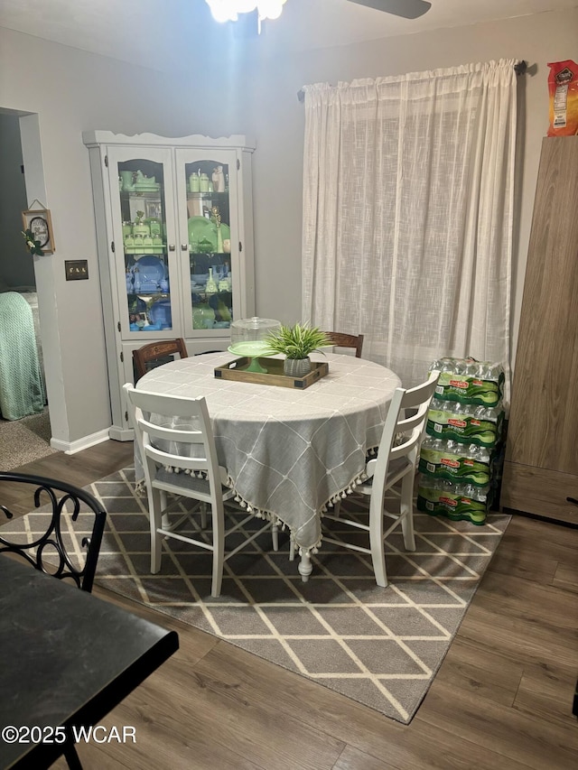 dining space featuring dark hardwood / wood-style flooring