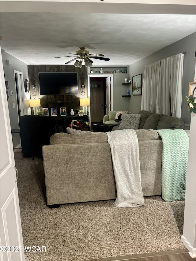 living room with ceiling fan