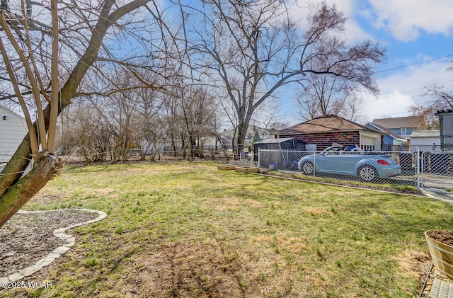 view of yard featuring a fenced backyard