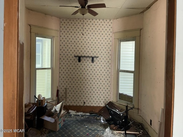 1027 W Elm St, Lima, OH 45805 - miscellaneous room featuring ceiling fan and healthy amount of natural light