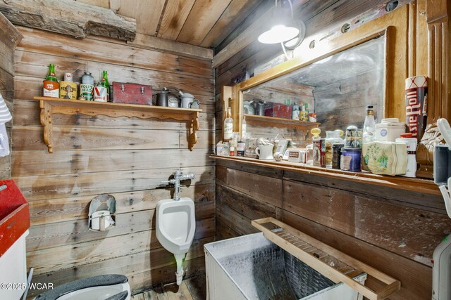 5065 Amherst Rd, Lima, OH 45806 - bathroom featuring wooden walls and wooden ceiling