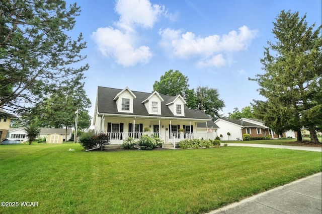 1619 Northbrook Dr, Lima, OH 45805 - new england style home featuring a porch, a storage unit, and a front lawn