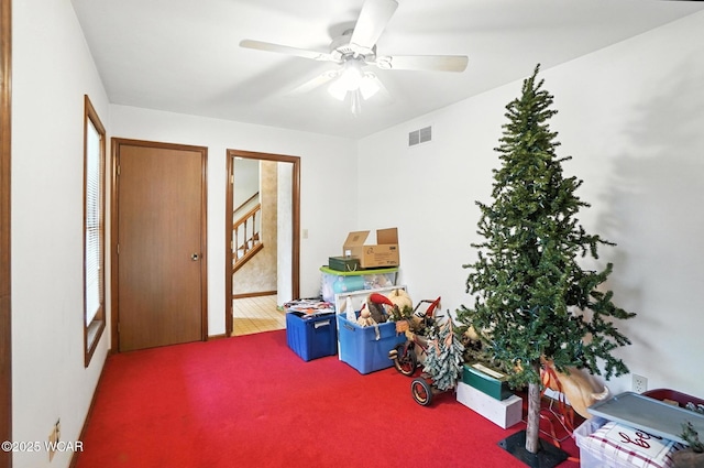 1619 Northbrook Dr, Lima, OH 45805 - game room featuring carpet and a ceiling fan