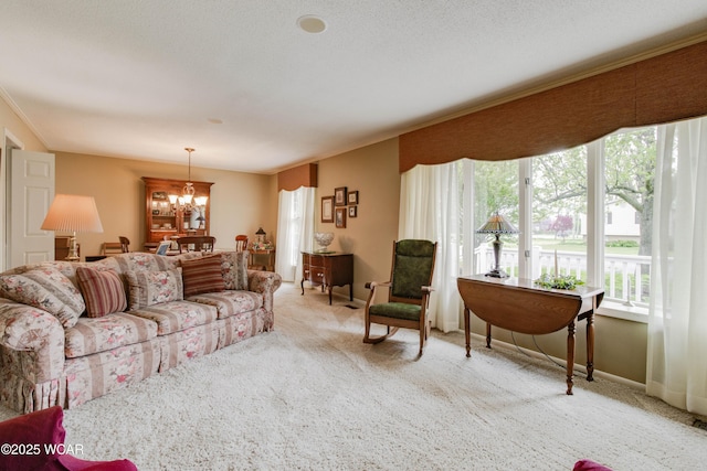 5295 E Rd, Lima, OH 45807 - living area featuring carpet, a chandelier, and a wealth of natural light