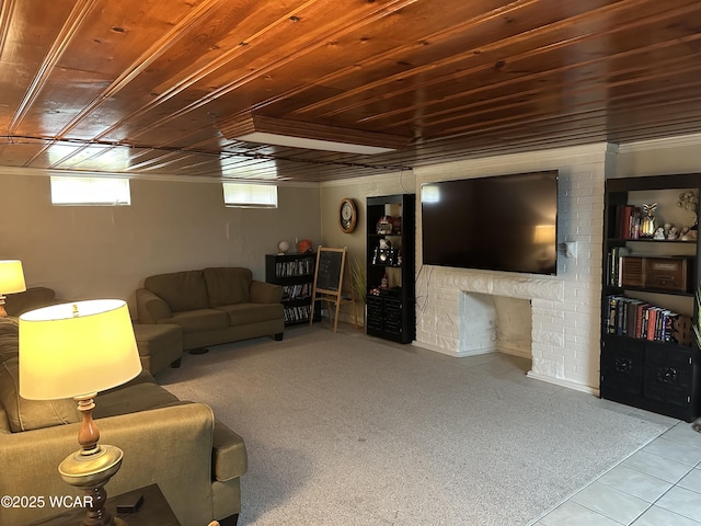 400 N Westminster St, Waynesfield, OH 45896 - living area featuring tile patterned floors and wooden ceiling
