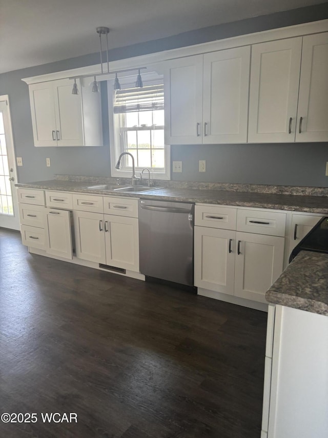 25853 Rd M, Cloverdale, OH 45827 - kitchen with dishwasher, healthy amount of natural light, white cabinetry, and dark wood-style floors