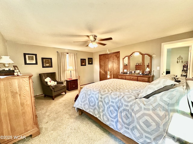 305 Fenway Dr, Lima, OH 45804 - bedroom with light colored carpet and ceiling fan