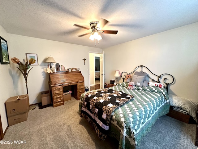 305 Fenway Dr, Lima, OH 45804 - bedroom featuring carpet floors, a ceiling fan, and a textured ceiling