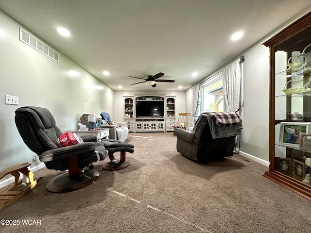 305 Fenway Dr, Lima, OH 45804 - carpeted living area featuring a ceiling fan and recessed lighting