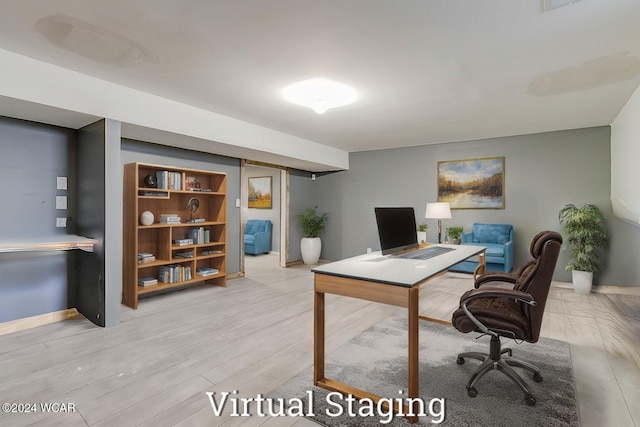 home office featuring light wood-type flooring