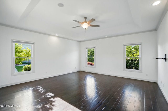 4441 Indian Hill Dr, Lima, OH 45806 - empty room with a raised ceiling, healthy amount of natural light, a ceiling fan, baseboards, and recessed lighting