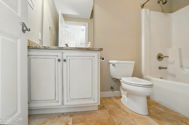 4441 Indian Hill Dr, Lima, OH 45806 - bathroom with  shower combination, toilet, baseboards, vanity, and tile patterned floors