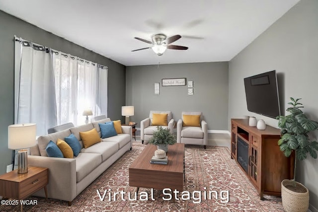1280 Wonderlick Rd, Lima, OH 45805 - living area with ceiling fan and baseboards