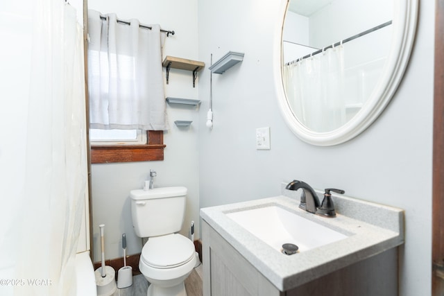 full bathroom with vanity and toilet