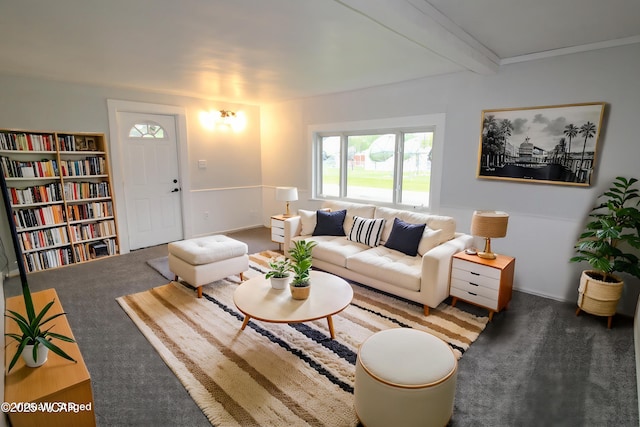 618 N Rosedale Ave, Lima, OH 45805 - carpeted living area featuring beam ceiling