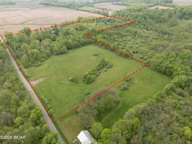 1380 Thomas Rd, New Paris, OH 45347 - aerial view of sparsely populated area with property parcel outlined