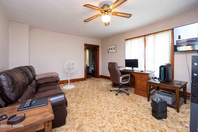 15350 State Route 235, Mount Cory, OH 45868 - carpeted home office featuring ceiling fan and baseboards